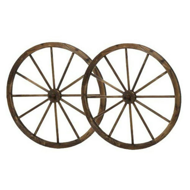 30'' Suitable for Bar Decorative Wall Old Western Style Wooden Garden Wagon Wheel with Steel Rim Giantex 30-Inch Set of Two Decorative Wooden Wheel Fir Treated by Carbonization Studio and Home 
